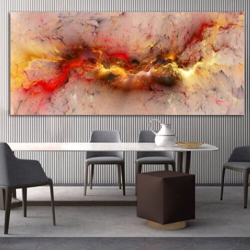 Wangart Red Cloud Abstract Oil Painting Large landscape Wall Picture For Living Room Canvas Modern Art Poster And Print