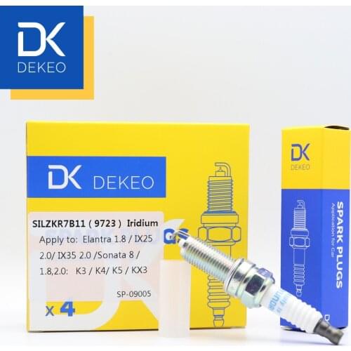 Dekeo SILZKR7B11（9723）LKR7BGP-S 18846-11070 Iridium Spark Plug Fit for Jeep Wrangler for KIA K3 K4 K5 KX3 for Hyundai ix25 4PCS