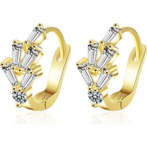 Womens Fashion Charming Hoop Earrings AAA Zirconia Stone Stud Golden/White Small Huggies Elegant Hoops Ear Piercing For Girls