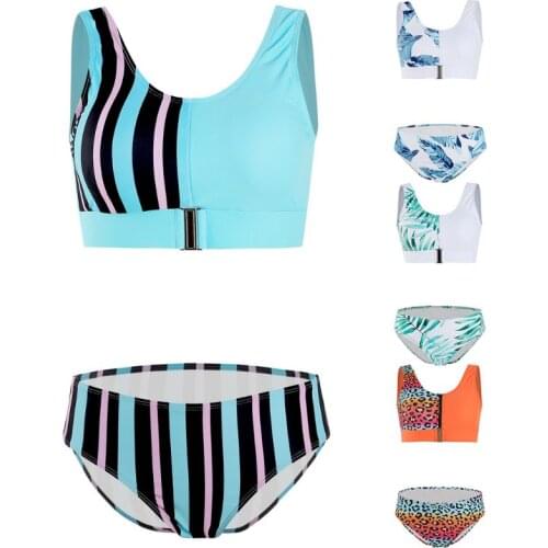 Women Sexy Bikini Set Color Block Leopard Print Swimsuit Surfing Bathing Suit A0NF