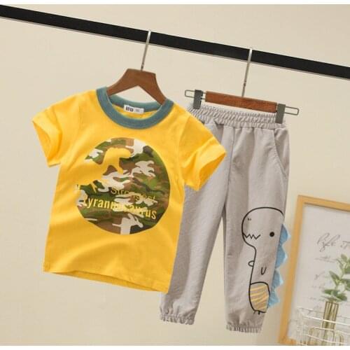 ZWF981 Summer Fashion Style Children Boys Clothing Sets Character T-Shirt Tops Pants 2pcs Baby Kids Clothes Sets