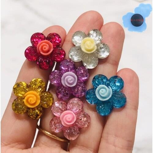 1Pcs Shiny Flowers Colorful Garden Shoe Accessories Shoes Decorations For Charms Fit Holes Bracelet Kids Girls Gift