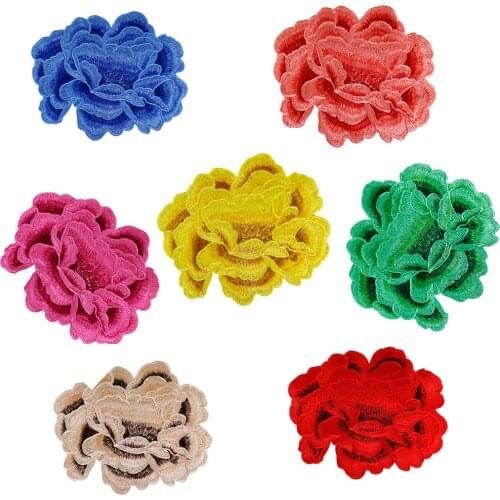 10pieces Peony Embroidery Fabric Patches Lace Motif Applique Scrapbooking for Hats Clothes Decorated Sewing Accessories T2628