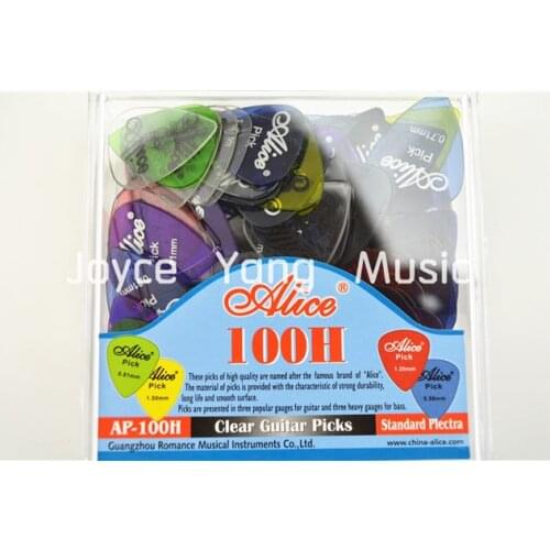 Lots of 100pcs Alice Clear Transparent Acoustic Electric Guitar Picks Plectrums With Original Box Free Shipping