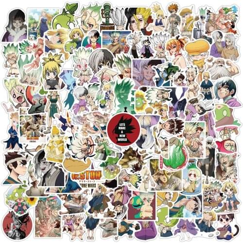 100pcs/pack Dr.STONE Japanese anime Stickers For Refrigerator Car Helmet DIY Gift box Bicycle Guitar Notebook Skate Trunk