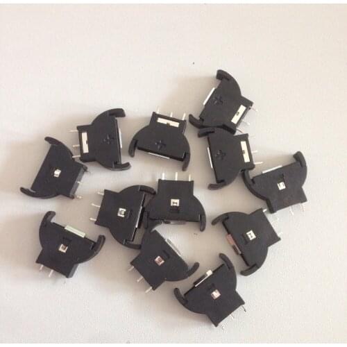 12 Pcs Black 3 Pin DIP Type CR2032 Cell Button Battery Socket Holder