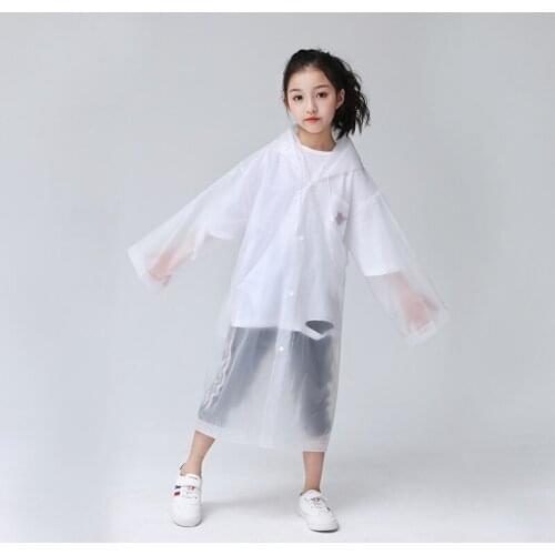 2019 EVA Transparent Outdoor Climbing Thickening Fashion Frosted Raincoat Non-disposable Cartoon Girl And Boy Travel Poncho Coat