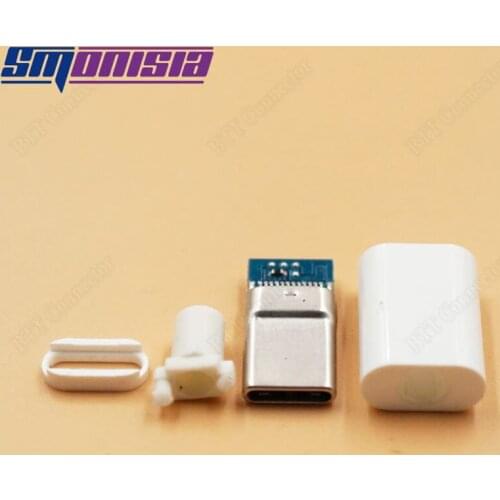 Smonisia 5pcs USB 3.1 Type C Male Plug Welding Type USB-C 4 in 1 PCB Connector White