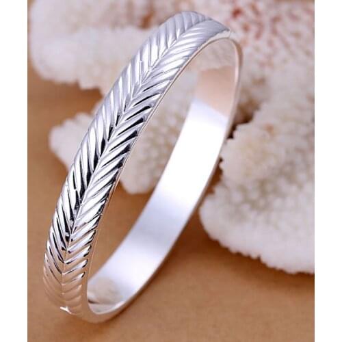 Free Shipping Fashion 925 Silver Setaria closed Bangle Bracelet for Women Jewelry Factory Price SMTB173
