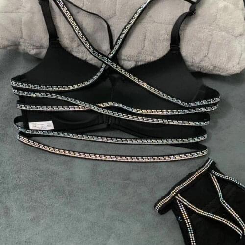 Women Gathered Push Up Diamonds Bra Lnlay Pink Letter Masonry BaldricTop Gather Adjustable 32-38 Large Size Bra