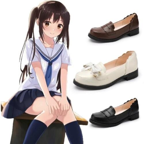 Spring Autumn Jk Girls Lolita Shoes Pu Women Mary Janes Shoes Woman Flats Round Toe Sweet Ladies Big Size 41 Black/white/brown