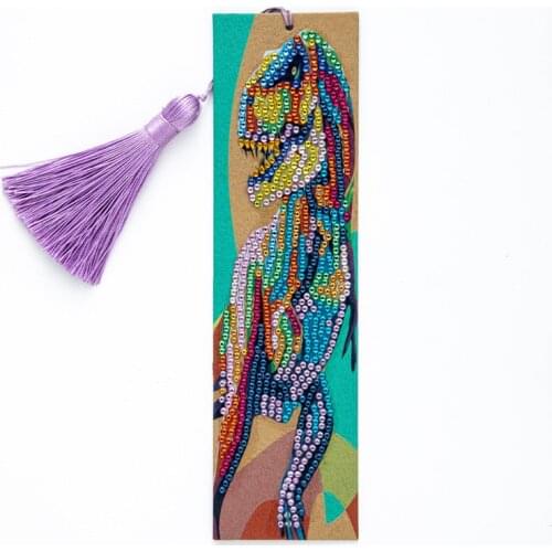 Dinosaur 5d Diamond Painting Bookmark Diamond Embroidery Craft Tassel Book Marks for Books Christmas Gifts