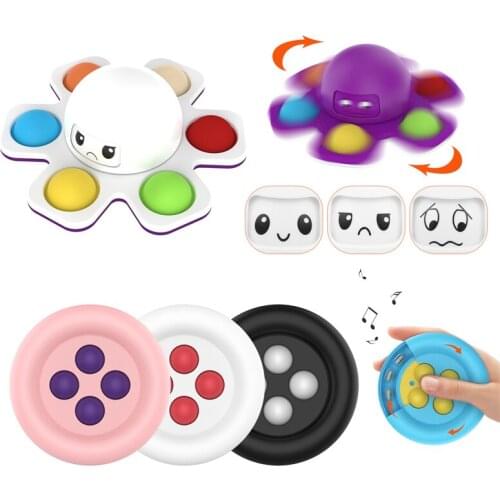 Creative Dimple Siple Spinner Fidget Toys Push Bubble Face Change Octopus Hand Spinner Stress Relief Toys For Children Adult