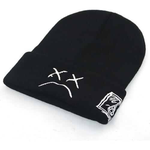 Lil Peep beanies Sad boy face embroidery knitted beanie cap hat cotton flexible soft warm winter hats hip hop ski caps unsiex