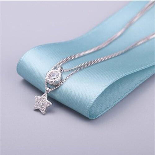 Cute Star Necklace White Gold Pendant Necklaces for Women Choker Wedding Necklace Girl Gift Jewelry