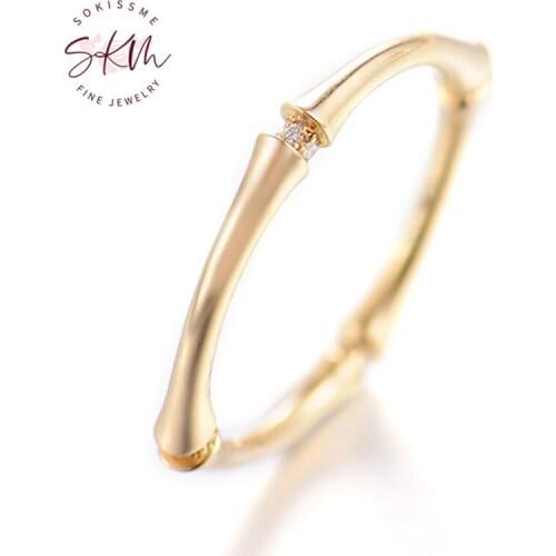 SKM trendy 14k yellow gold rings for women diamond rings Engagement wedding rings designer Promise Luxury Fine Jewelry