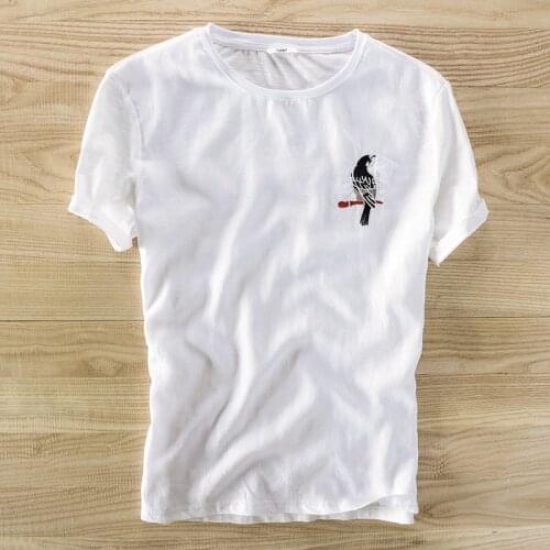 2018 New summer embroidery short sleeve linen t shirt men brand casual loose stitching men t-shirt M-3XL drop shipping camisa