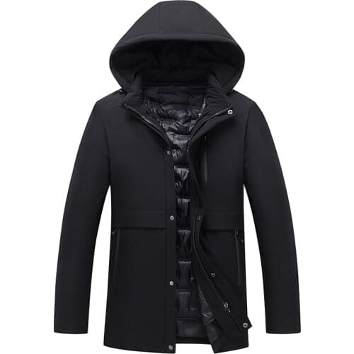 Liner Detachable 2020 New Middle Age Men Down Jacket Winter Casual High Quality Thick Warm 90% White Duck Down Coats Hooded
