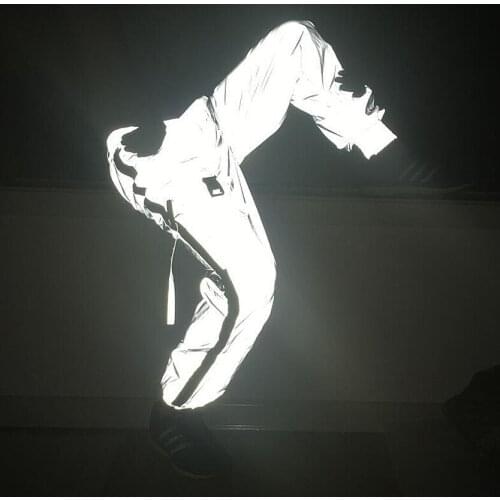 2021 Spring and Autumn New Highlight Reflective Trousers Side Double Zipper Breathable Overalls Functional Ankle-Tied Trousers