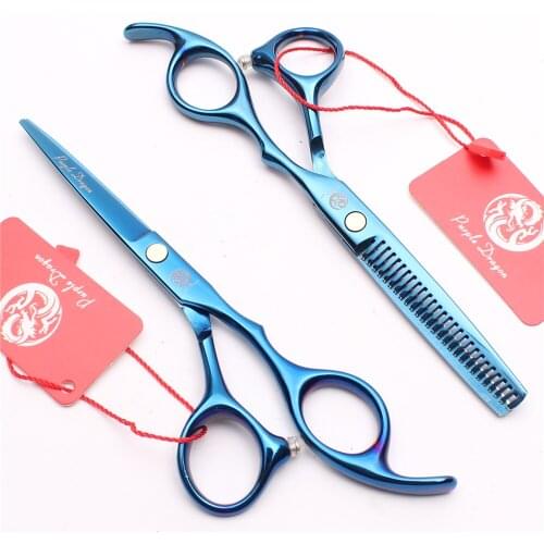 5.5" 16cm Japan Purple Dragon Blue Color Cutting Shears Thinning Scissors Styling Tool Professional Hairdressing Scissors Z1005