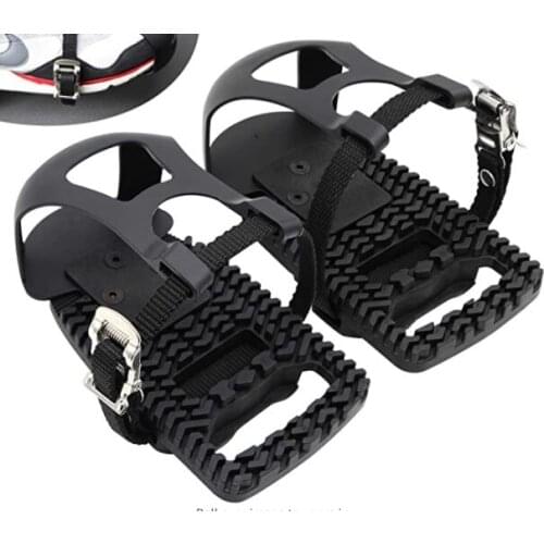 Road Bike Pedals With Straps For Exercise Bike Spin Bike Pedals With Toe Clips Strap Easy To Use Adjustable Bike Pedal Adapter