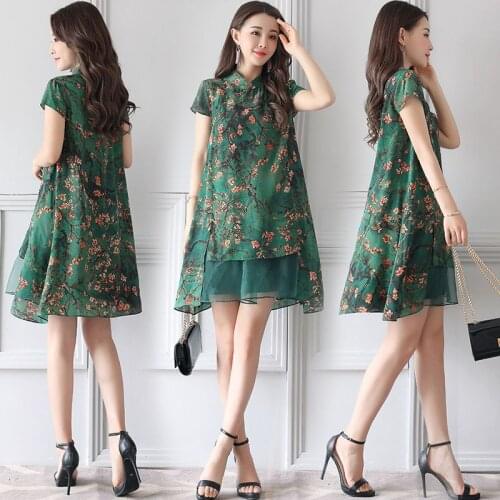 Summer New Vintage Dress Old Chinese Improve Cheongsam Dress Women High Quality Fashion Designer Dresses Mini Vestidos s722