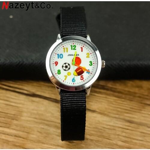 Drop shipping NAZEYT Cute Basketball Football Rugby Cartoon children watch girls kids nylon watches boys Quartz WristWatch