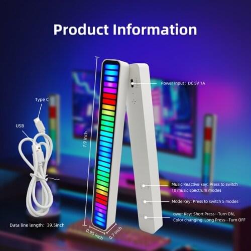 Led Sound Activated Pickup Rhythm Light RGB Car Interior LED Light USB Desktop Music Sound Control Decoration Light