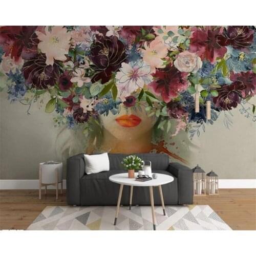 Custom Photo 3D simple hand-painted watercolor beauty rose flower background decorative painting bedroom Self Adhesive wallpaper