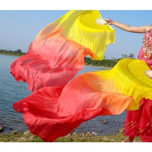 120cm 180cm Fire Flame Belly Dance Silk Veils Yellow Orange Red For Children Women Performance Show Props Free Shipping