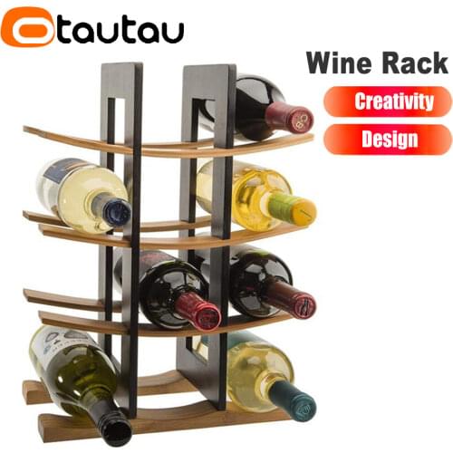 Wooden Bamboo Wine Rack Home Decoration Countertop Bar Kitchen Dining Storage Creative Wine Bottle Rack Holder Wine Room