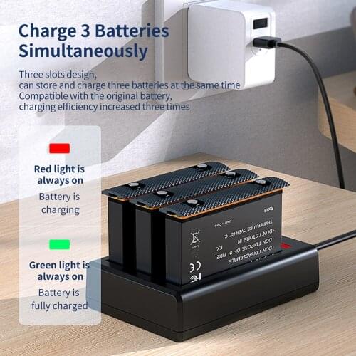 3 Slots USB Type C Charger with LED Indicator for Insta 360 ONE X2 Battery Fast Charging Stand Panoramic Camera Accessories