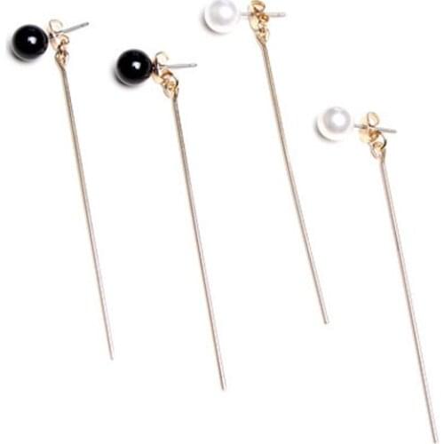 Women Special store Designer Concise gold simulated Pearl Long pendant hanging earring brincos female earing
