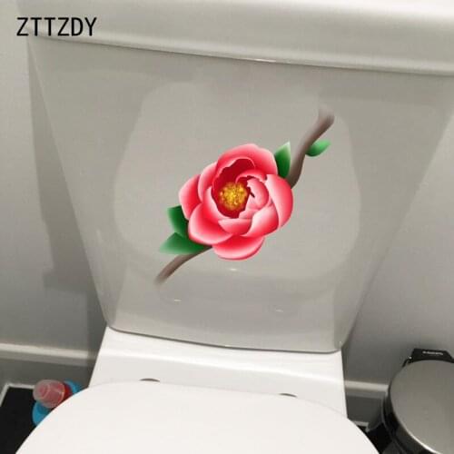 ZTTZDY 9*24.3CM Camellia Flower Cartoon Bedroom Wall Sticker Mural Fashion Bathroom Decor Toilet Decal T2-0273