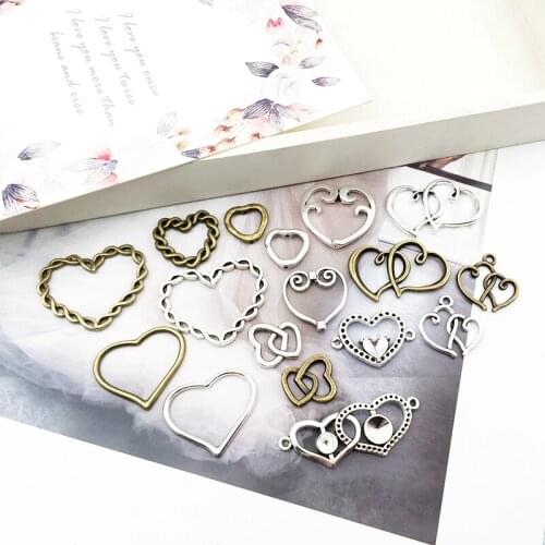 10Pcs Heart Charms Pendants DIY Jewely Making Alloy Findings Accessory For Necklaces Earrings