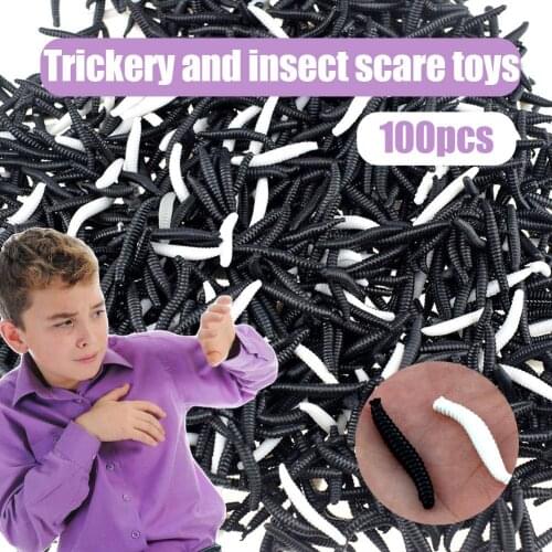 100pcs/lot Artificial Earthworm Fishing Lure 35mm Worm Maggot Soft Bait Lifelike Fishy Smell Lures Tackle attract