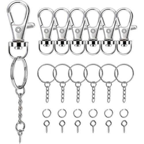 160 Piece Key Ring with Chain Snap Hook Split Metal Keychain DIY Crafts Key Ring Hardware with Open Jump Ring