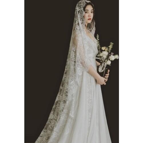 2.3 Lace Edge Appliqued Wedding Veil White Ivory One Layer Lace Bridal Veil veu de noiva Wedding Accessories Cathedral Veil 2019