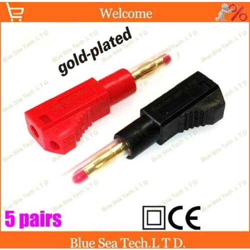 5 pairs High-grade Red Black Gold-plated brass+PA66 4mm audio banana plug superposition 600V 32A ,CATII CE Free Shipping