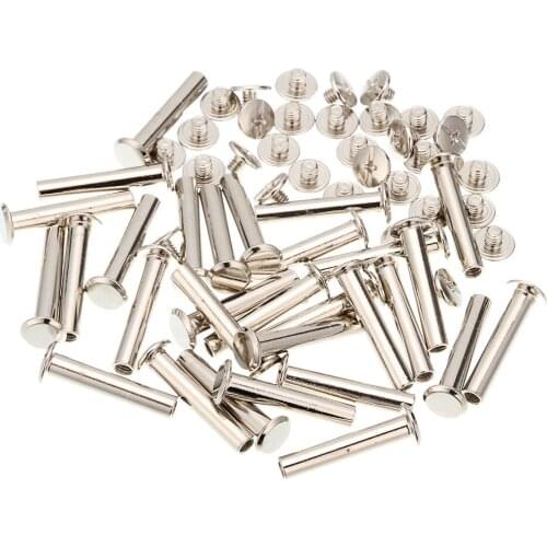 50pcs M5x27mm Iron-nickel-plated screw books Fingertight Picture books screw rivets albums butt recipes leaflet nail M5Hardware