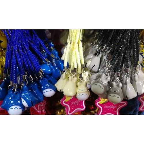 50 Pcs My Neighbor Totoro Pendant Cell Phone Charm Straps with Bell Cartoon Cell Phone Strap Bell Charm LM-01