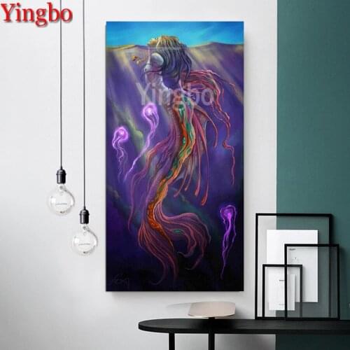 5d Diamond Embroidery Sexy Mermaid Jellyfish 3d Diamond painting Cross Stitch Mosaic Painting Rhinestones Home Accessories arts