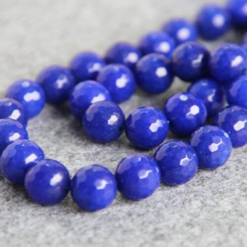 Accessory Craft For Necklace Bracelet 12mm Blue Round DIY Beads Loose Stone Ball Faceted Jewelry 15inch Fitting Female Wholesale