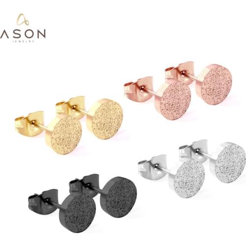ASONSTEEL Stainless Steel Round Earrings Black/Rose Gold/Gold/Silver Color 4pairs Wedding Earrings Sets Female Jewelry Gift