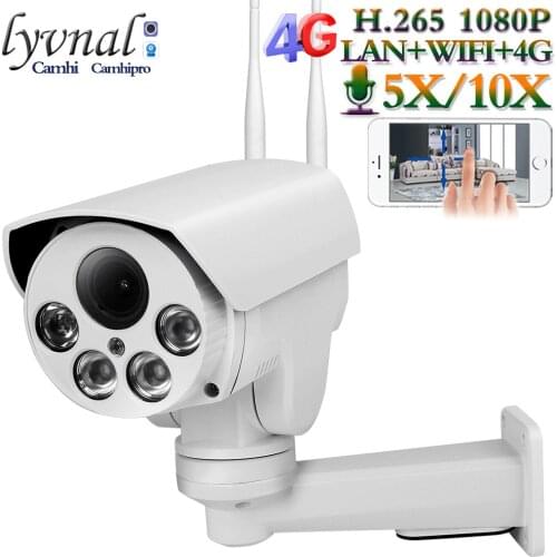 4G 3G SIM Card Camera Wifi Outdoor PTZ HD 1080P Bullet Camera Wireless IR 50M 5X 10X Zoom Auto Focus CCTV Wifi IP Camera Audio