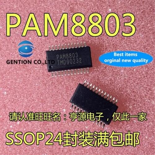 10Pcs PAM8803 PAM8803NHR SSOP24 Linear audio amplifier chip in stock 100% new and original