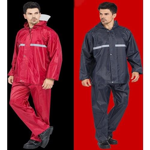 Raincoat rain pants set Impermeable durable Raincoat Reflective strip design Adult Jacket Pants Set motorbike Waterproof Rainwea