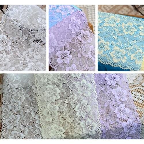 2 Meters Elastic Lace Fabric DIY Garment Accessories Stretchy Sewing Swiss Trim Wedding Lace 13cm Width