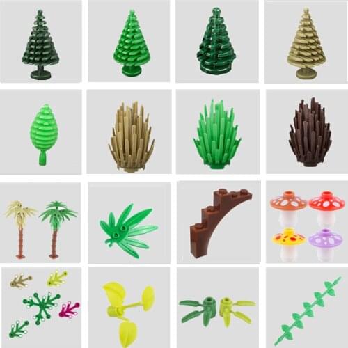 MOC City Plant Tree Leaf DIY Building Blocks Parts Flower Grass Mushroom Brick Accessories Kids Toys Compatible with 2417 2423