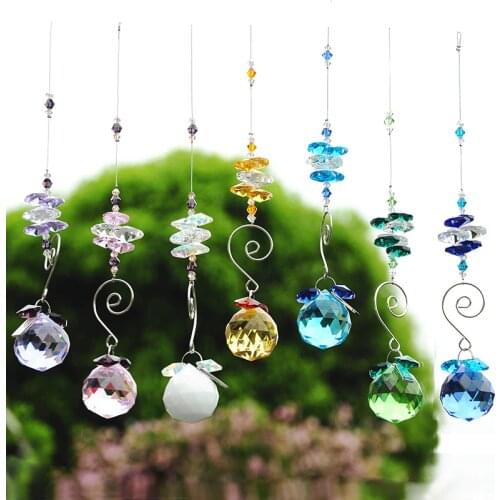 H&D 30mm Rainbow Octagon Hanging Ball Pendant Crystal Prism Suncatcher (Blue)